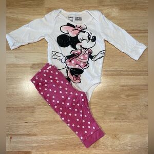 Disney Baby Long Sleeve Minnie Mouse Onesie with matching Pants